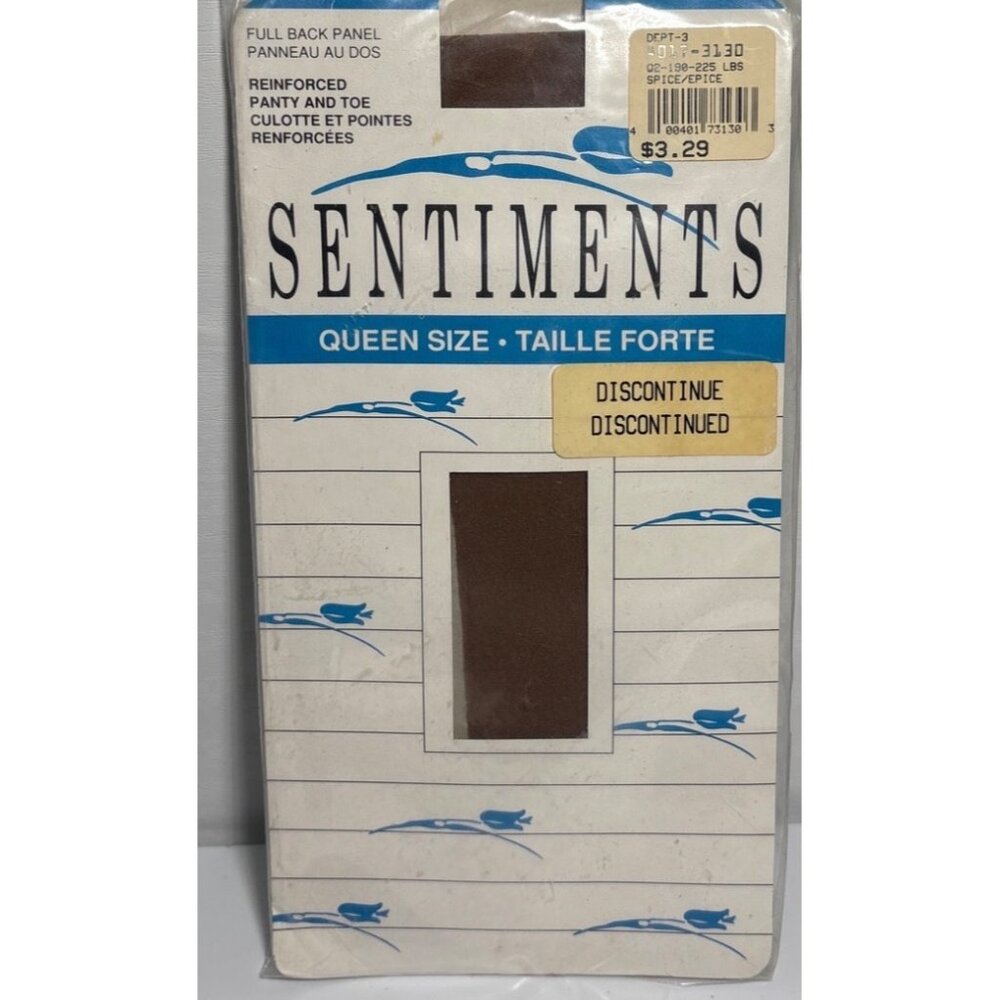Sentiments Pantyhose Queen Size 3 Reinforced Spice Discontinued 190-225 Lbs